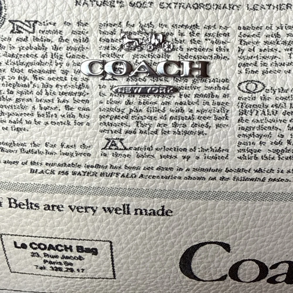Coach Large Wristlet Newspaper Print Zip Corner